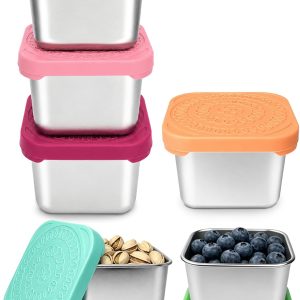 Stackable Stainless Steel Food Containers with Silicone-Sealed Lids