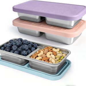 Stackable Stainless Steel Food Containers with Compartment Design