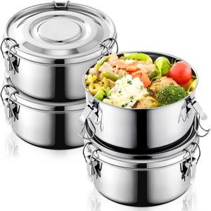 Reusable Stainless Steel Food Containers with Secure Lids