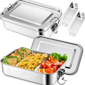 1400ml Stainless Steel Bento Lunch Box with Multiple Compartments